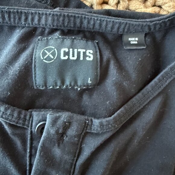 Cuts Clothing Men’s Henley 3-Pack – All Black, Size Large, Curved Hem – Premium - Picture 8 of 9